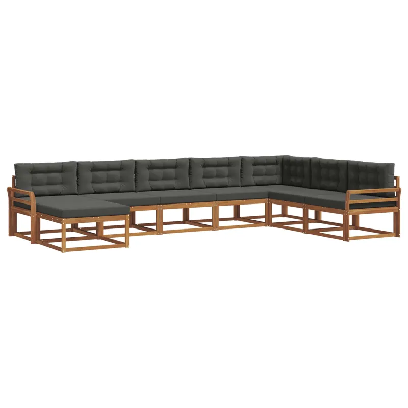 Lauko sofos komplektas su pagalve 8 pcs Natūralus ir antracitas