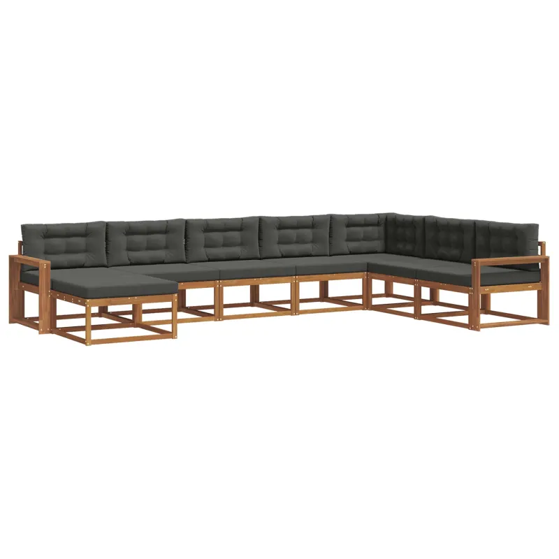 Lauko sofos komplektas su pagalve 8 pcs Natūralus ir antracitas