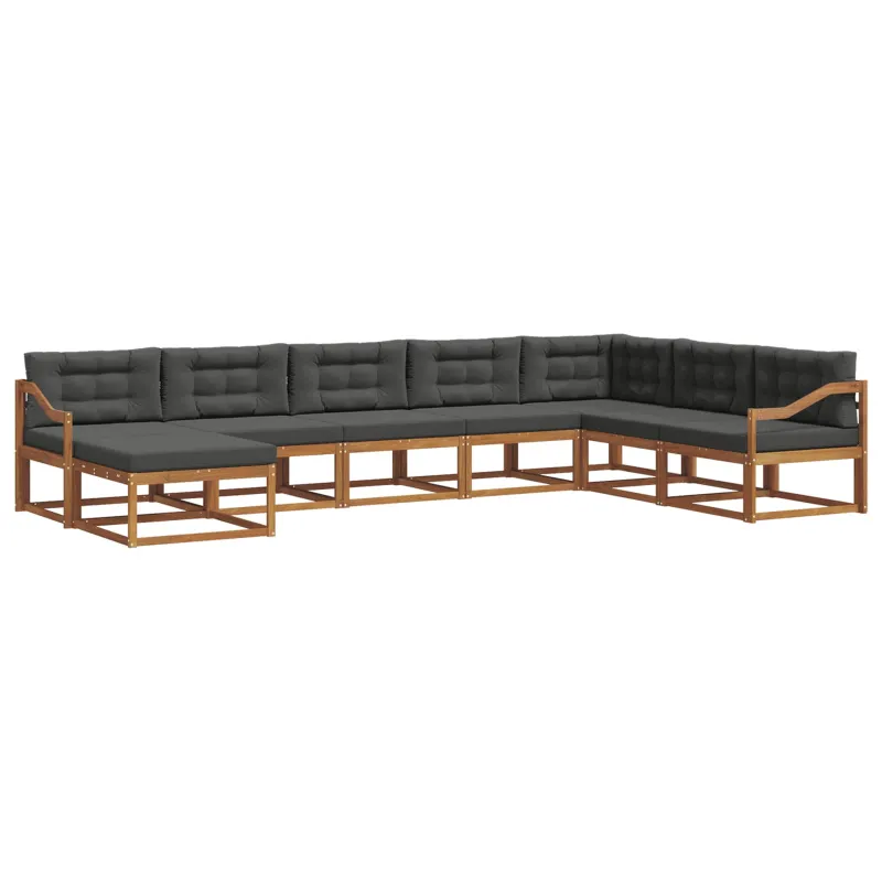 Lauko sofos komplektas su pagalve 8 pcs Natūralus ir antracitas