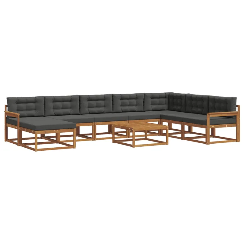 Lauko sofos komplektas su pagalve 9 pcs Natūralus ir antracitas