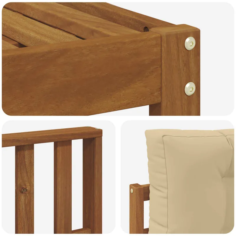 Lauko sofos komplektas su pagalve 9 pcs Natūralus ir bežinis