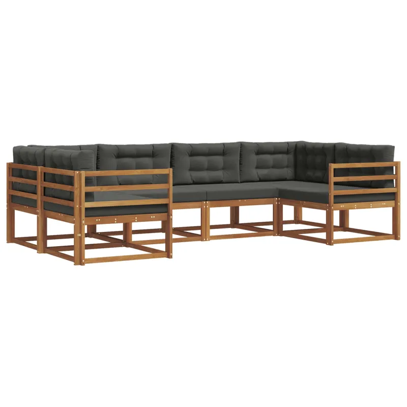 Lauko sofos komplektas su pagalve 6 pcs Natūralus ir antracitas