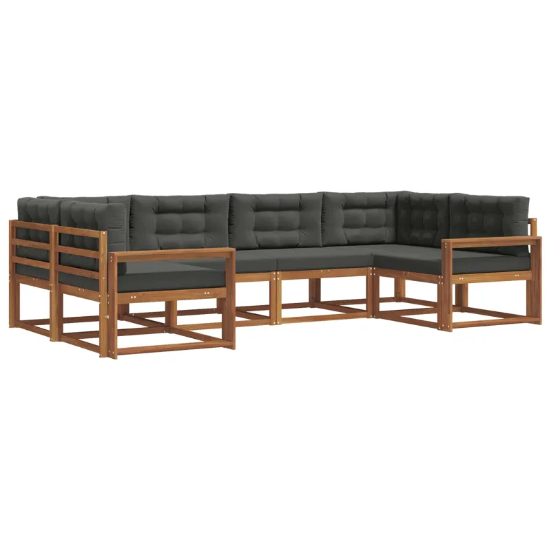 Lauko sofos komplektas su pagalve 6 pcs Natūralus ir antracitas