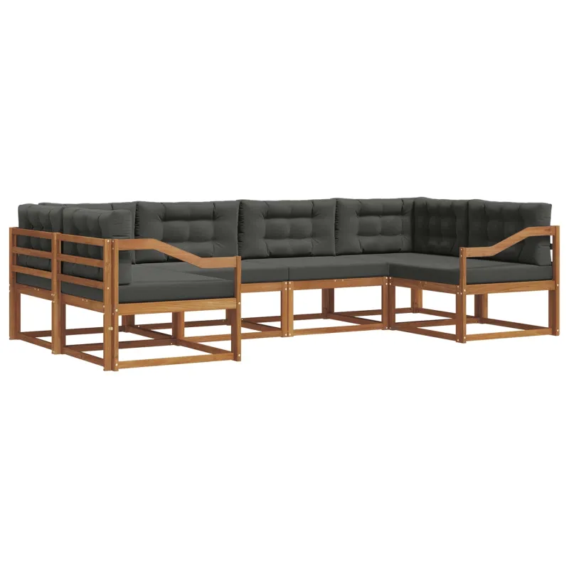 Lauko sofos komplektas su pagalve 6 pcs Natūralus ir antracitas