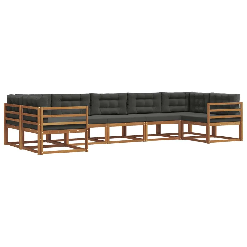 Lauko sofos komplektas su pagalve 7 pcs Natūralus ir antracitas