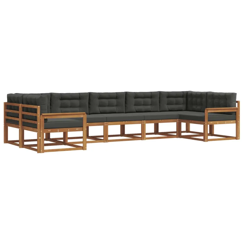 Lauko sofos komplektas su pagalve 7 pcs Natūralus ir antracitas