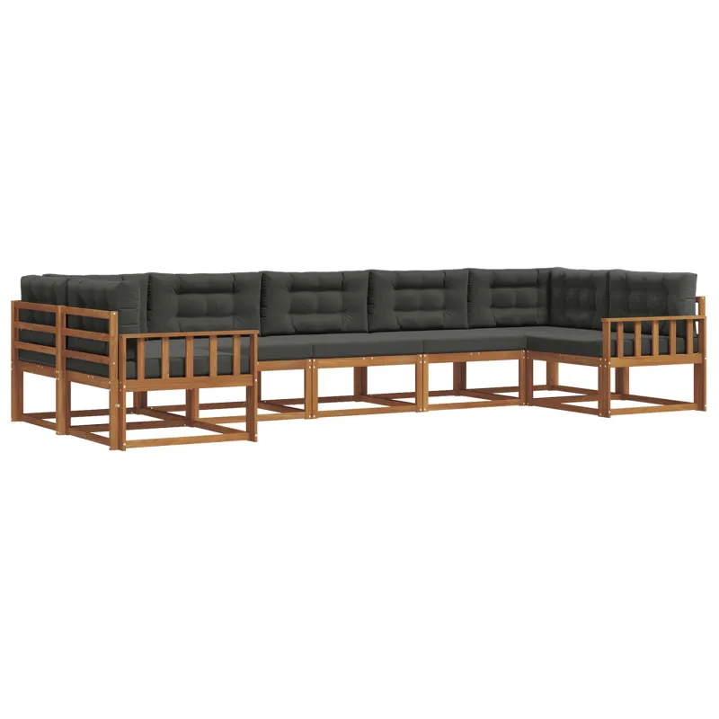 Lauko sofos komplektas su pagalve 7 pcs Natūralus ir antracitas