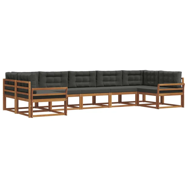Lauko sofos komplektas su pagalve 7 pcs Natūralus ir antracitas