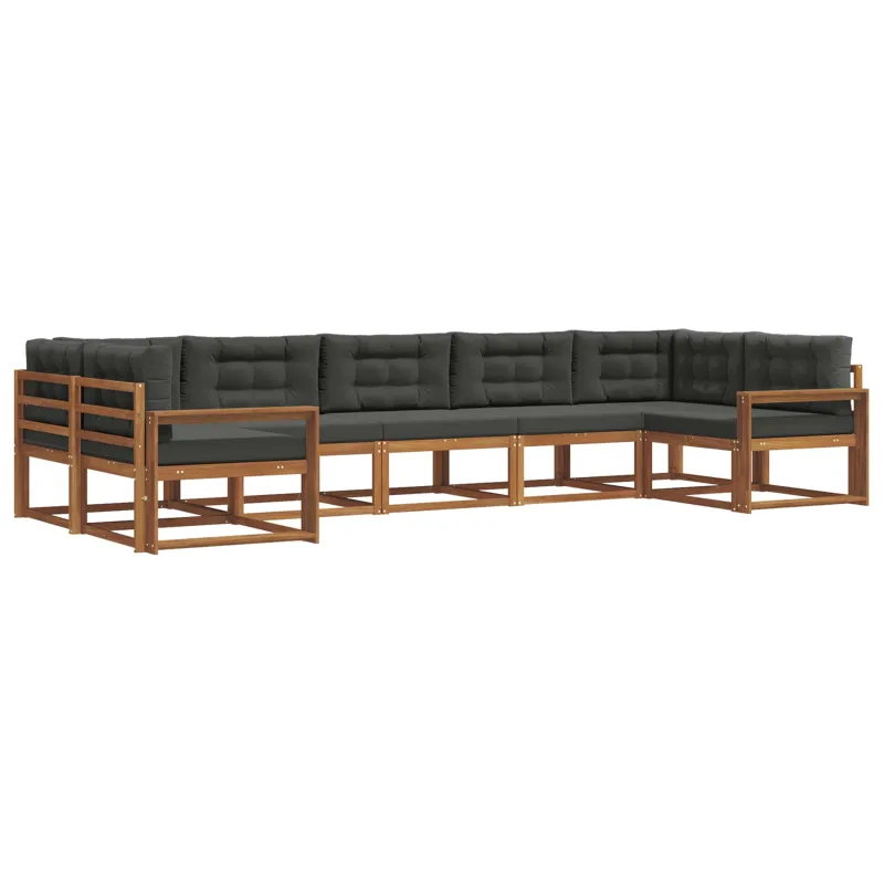 Lauko sofos komplektas su pagalve 7 pcs Natūralus ir antracitas