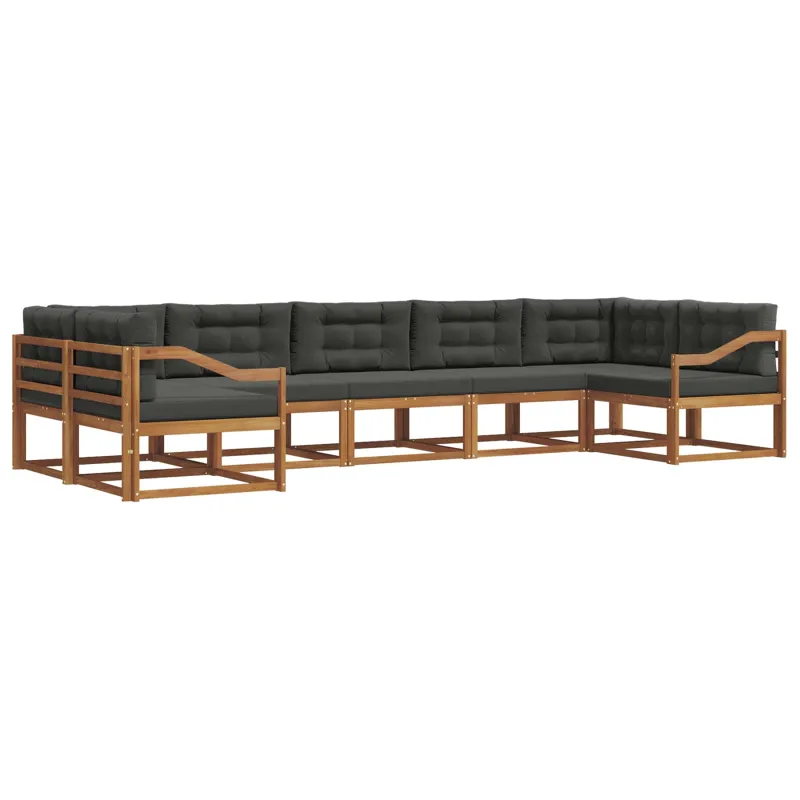 Lauko sofos komplektas su pagalve 7 pcs Natūralus ir antracitas