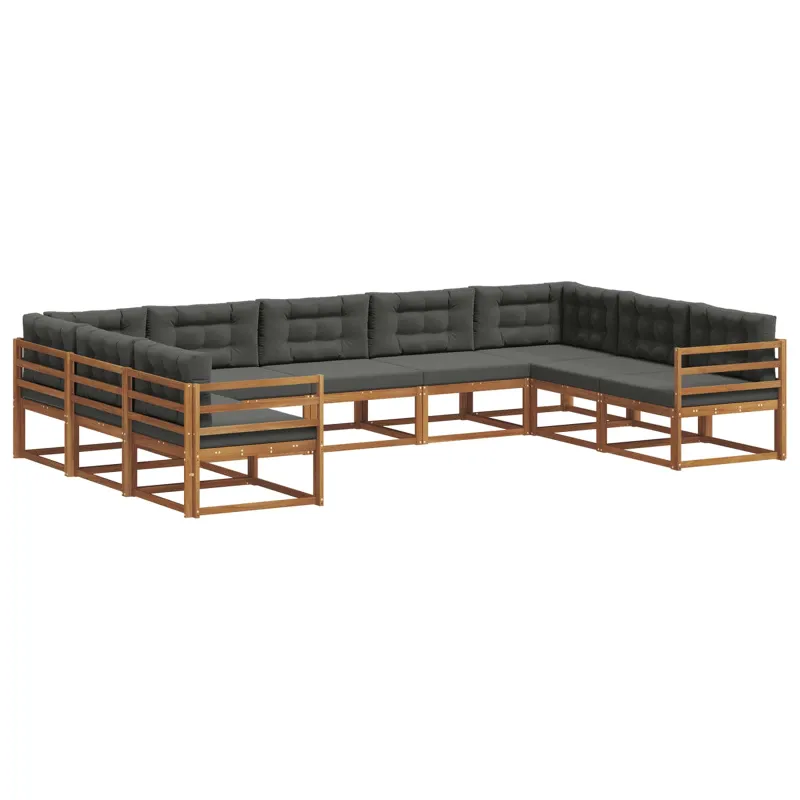 Lauko sofos komplektas su pagalve 9 pcs Natūralus ir antracitas