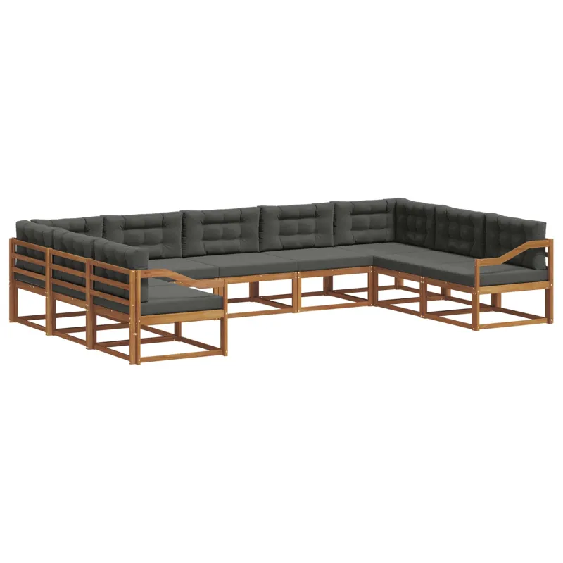 Lauko sofos komplektas su pagalve 9 pcs Natūralus ir antracitas