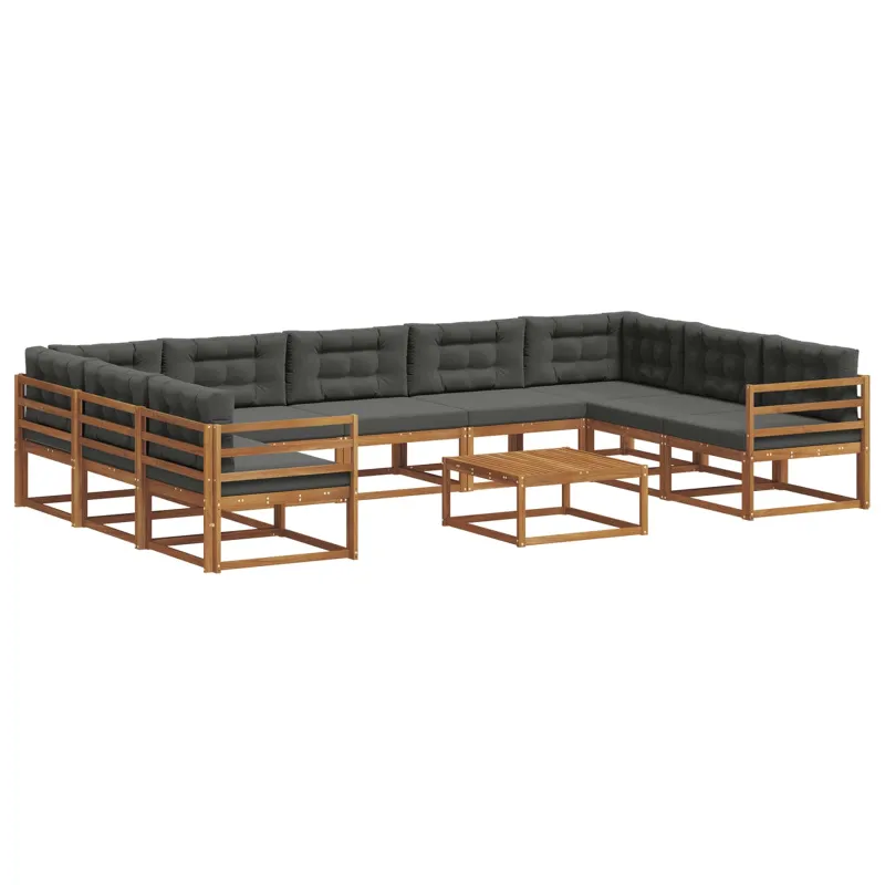 Lauko sofos komplektas 10 pcs Natūralus ir antracitas