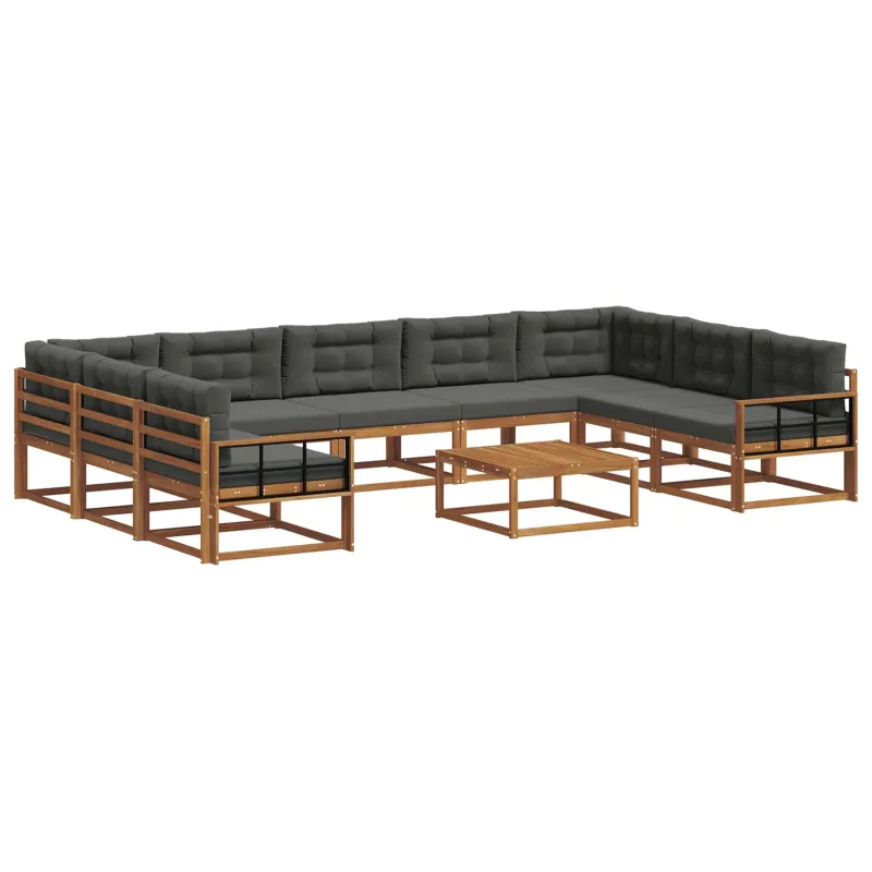 Lauko sofos komplektas 10 pcs Natūralus ir antracitas