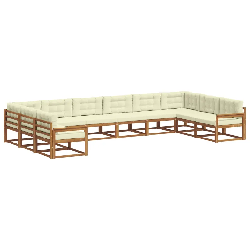 Lauko sofos komplektas 10 pcs Natūralus ir grietinėlė
