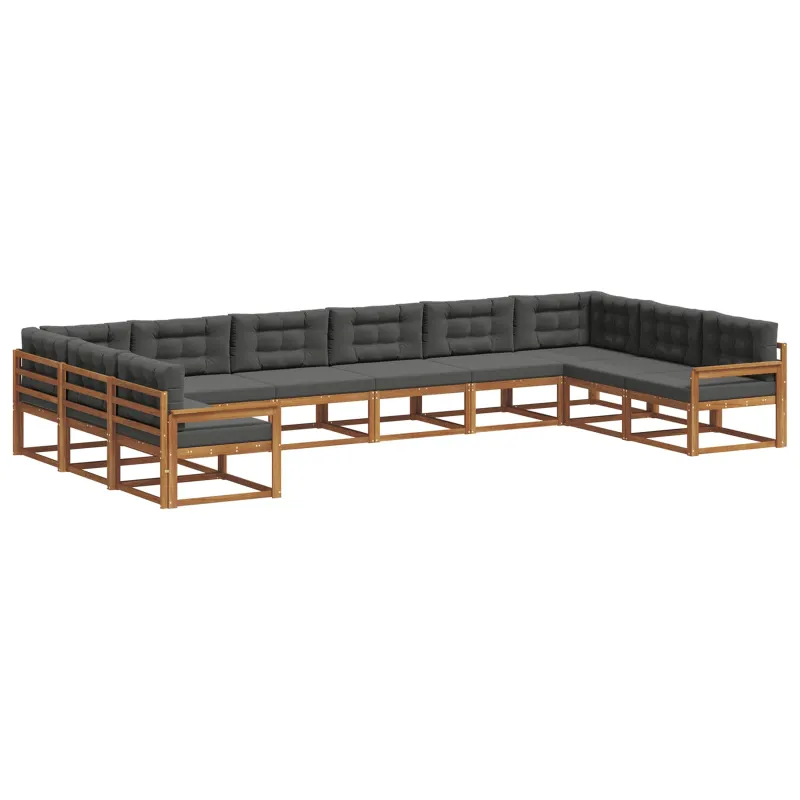 Lauko sofos komplektas 10 pcs Natūralus ir antracitas