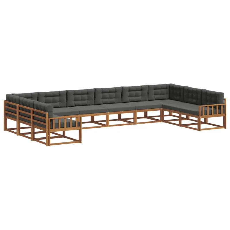 Lauko sofos komplektas 10 pcs Natūralus ir antracitas