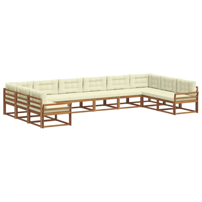 Lauko sofos komplektas 10 pcs Natūralus ir grietinėlė