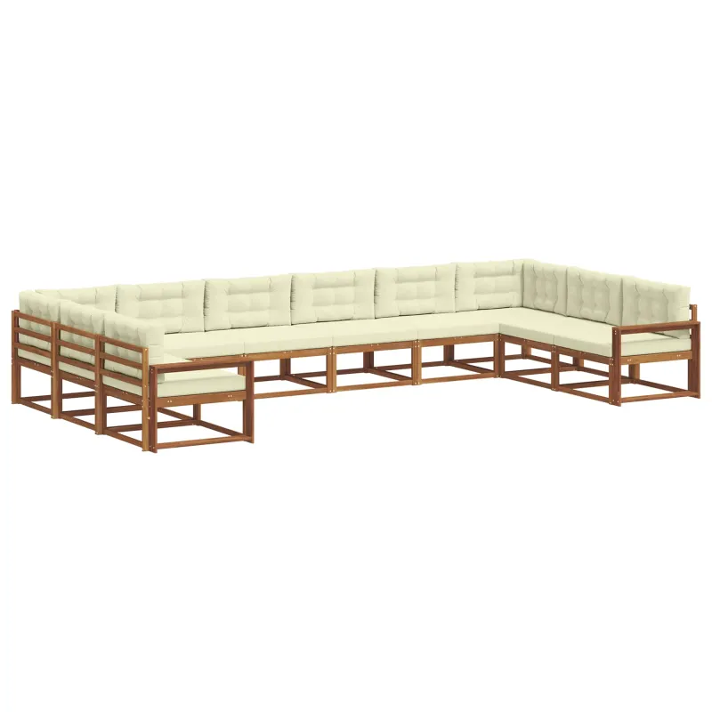 Lauko sofos komplektas 10 pcs Natūralus ir grietinėlė