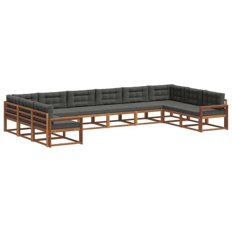 Lauko sofos komplektas 10 pcs Natūralus ir antracitas