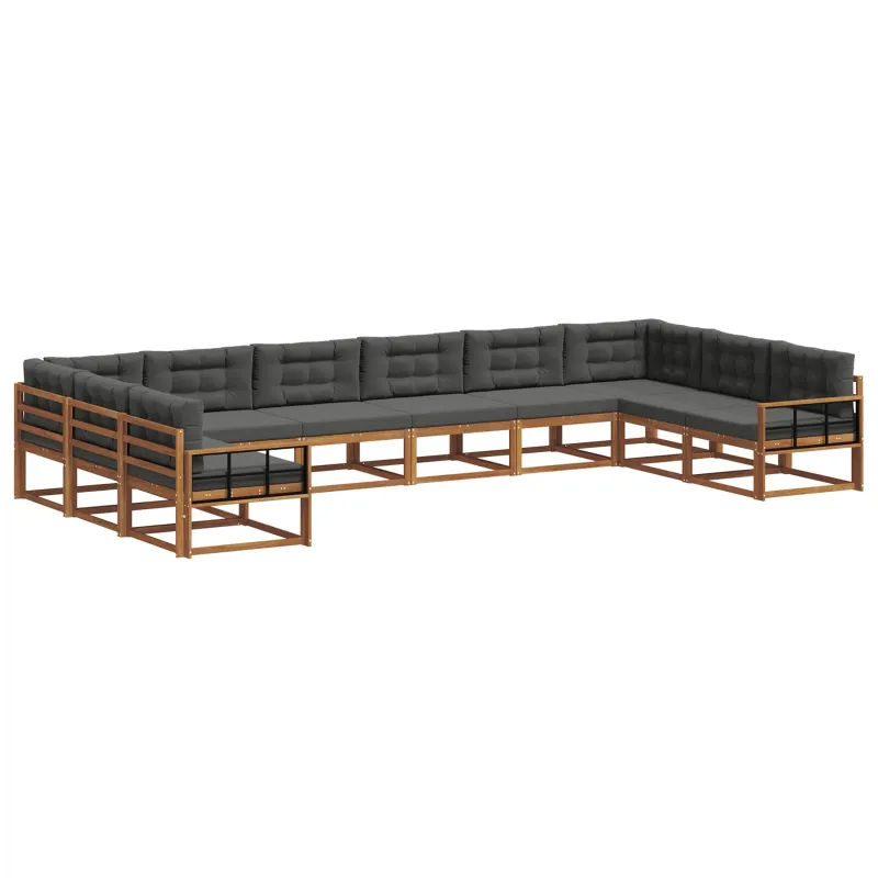 Lauko sofos komplektas 10 pcs Natūralus ir antracitas