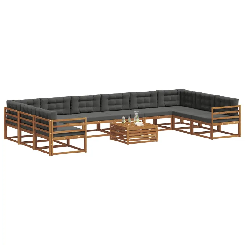 Lauko sofos komplektas 11 pcs Natūralus ir antracitas