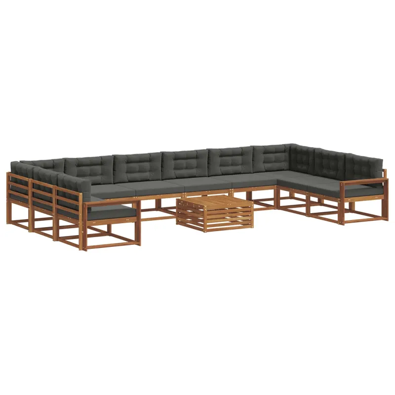 Lauko sofos komplektas 11 pcs Natūralus ir antracitas