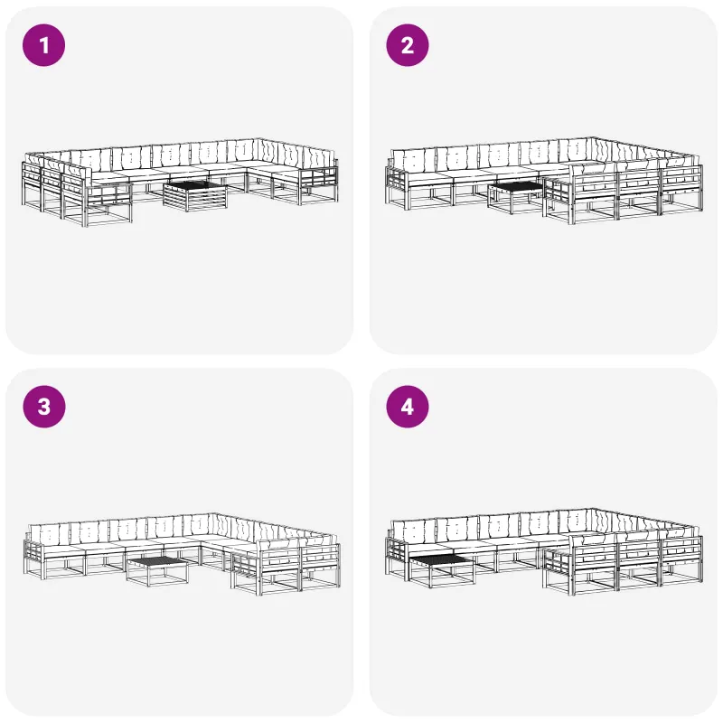 Lauko sofos komplektas 11 pcs Natūralus ir grietinėlė