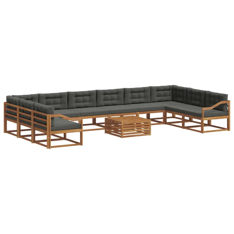 Lauko sofos komplektas 11 pcs Natūralus ir antracitas