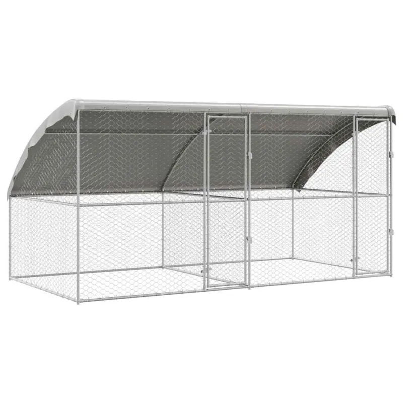 Šunų narvas 2 pcs Sidabro 4 x 2 x 2 m Galvanizuotas plienas