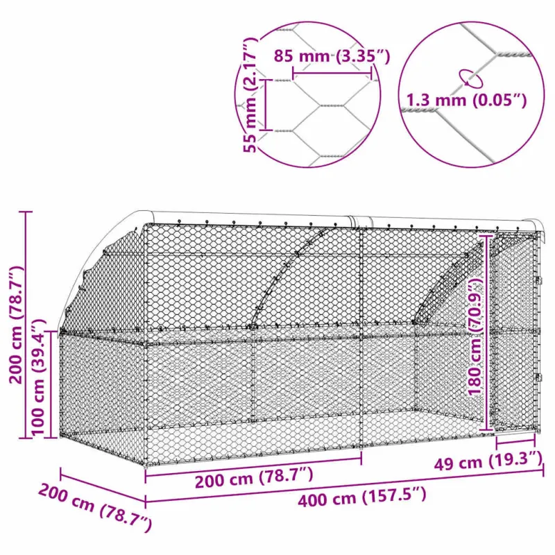 Šunų narvas 2 pcs Sidabro 4 x 2 x 2 m Galvanizuotas plienas