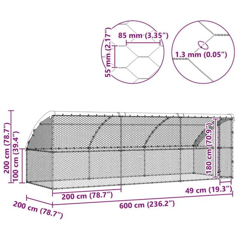Šunų narvas 3 pcs Sidabro 6 x 2 x 2 m Galvanizuotas plienas