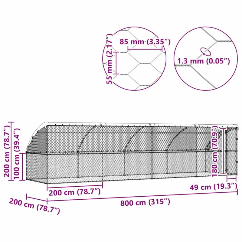 Šunų narvas 4 pcs Sidabro 8 x 2 x 2 m Galvanizuotas plienas