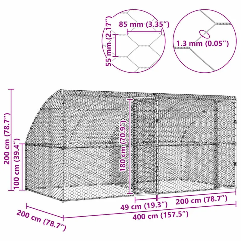 Šunų narvas 2 pcs Sidabro 4 x 2 x 2 m Galvanizuotas plienas
