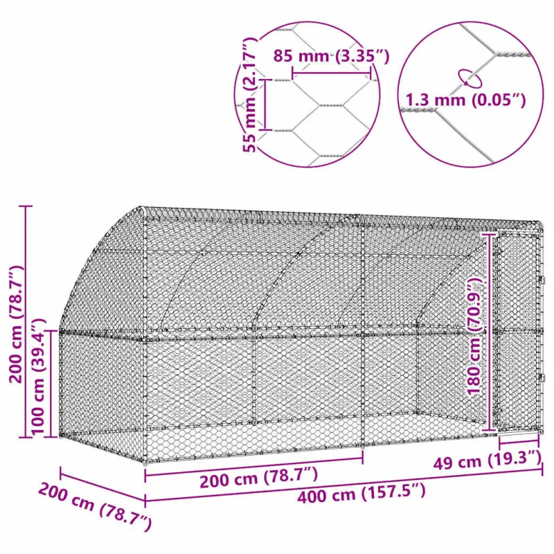 Šunų narvas 2 pcs Sidabro 4 x 2 x 2 m Galvanizuotas plienas