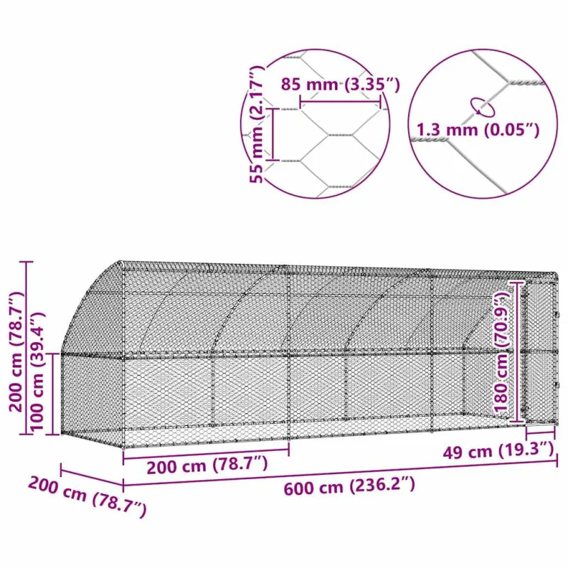 Šunų narvas 3 pcs Sidabro 6 x 2 x 2 m Galvanizuotas plienas
