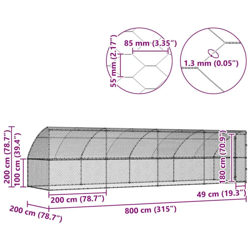 Šunų narvas 4 pcs Sidabro 8 x 2 x 2 m Galvanizuotas plienas