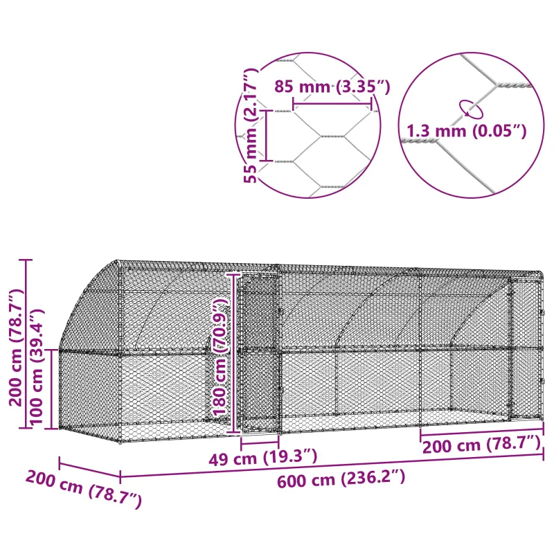 Šunų narvas 3 pcs Sidabro 6 x 2 x 2 m Galvanizuotas plienas