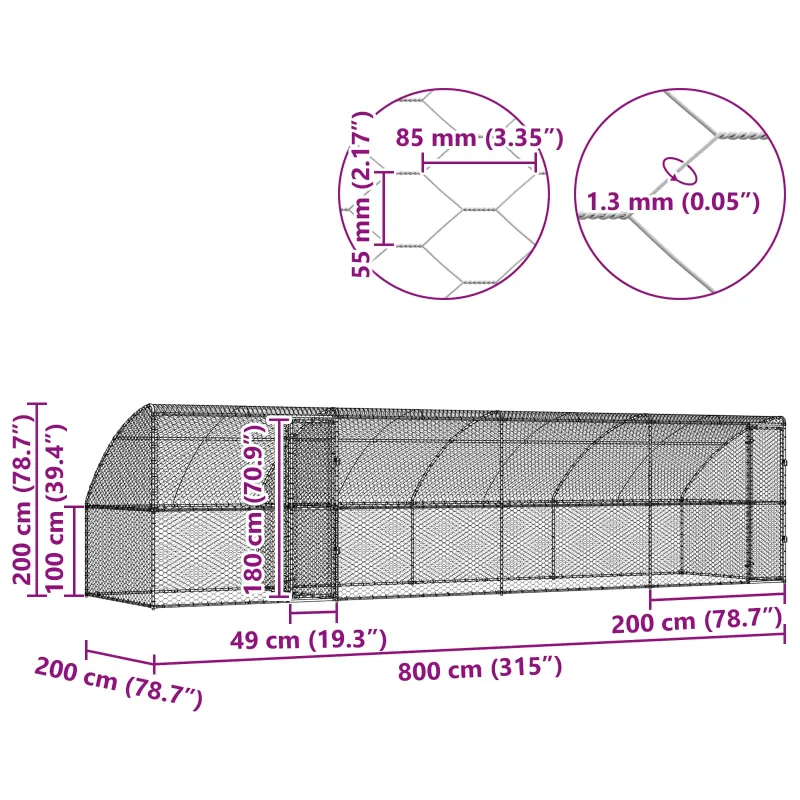 Šunų narvas 4 pcs Sidabro 8 x 2 x 2 m Galvanizuotas plienas