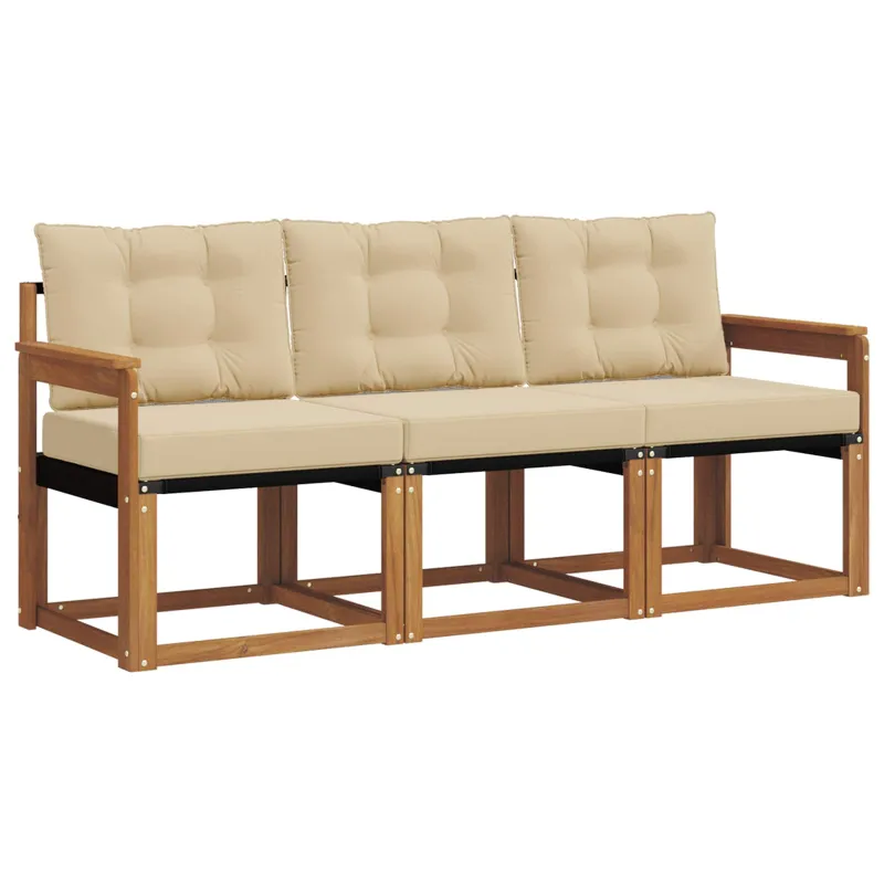 Lauko sofos komplektas su pagalve 3 pcs Natūralus ir bežinis