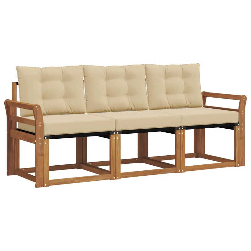 Lauko sofos komplektas su pagalve 3 pcs Natūralus ir bežinis