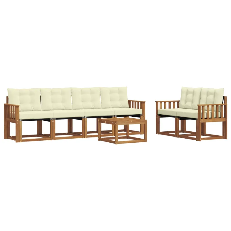 Lauko sofos komplektas su pagalve 7 pcs Natūralus ir grietinėlė