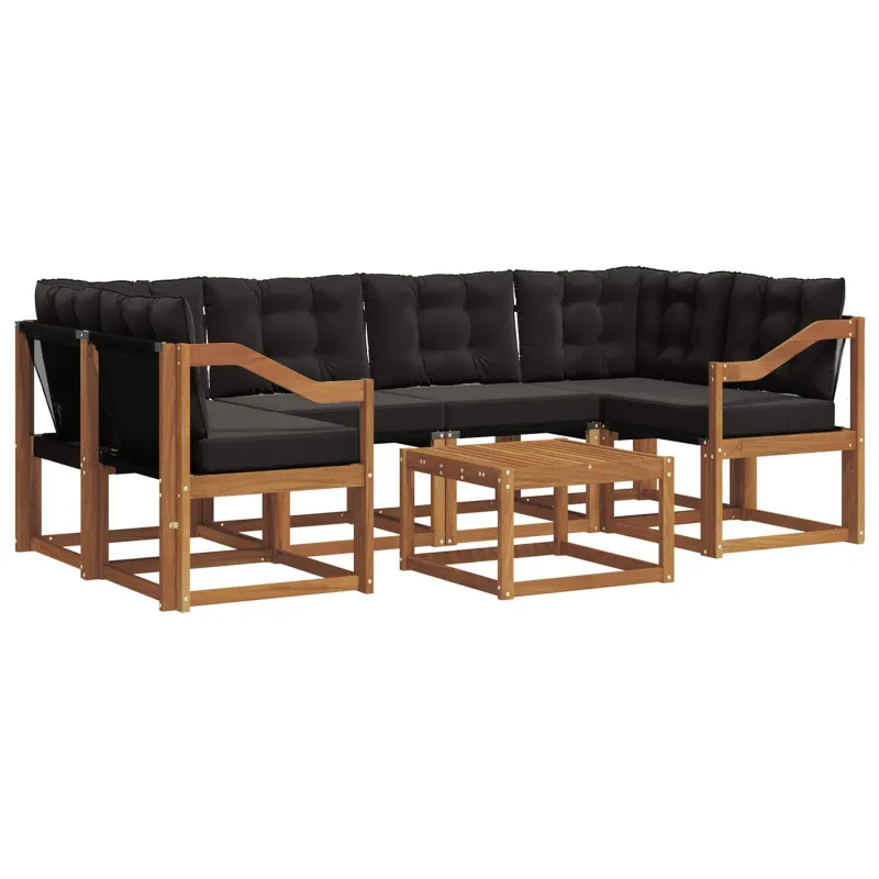 Lauko sofos komplektas su pagalve 7 pcs Natūrali ir juoda