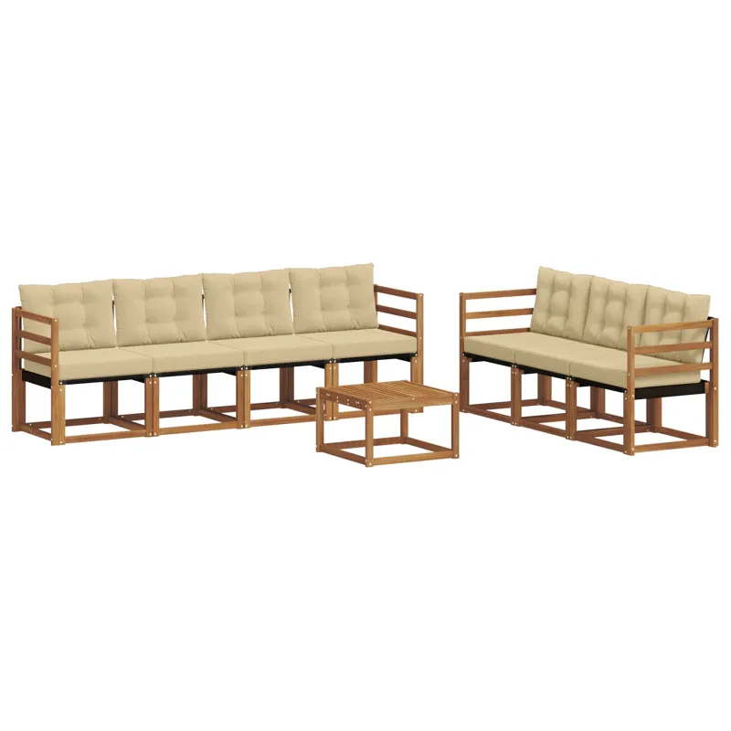Lauko sofos komplektas su pagalve 8 pcs Natūralus ir bežinis