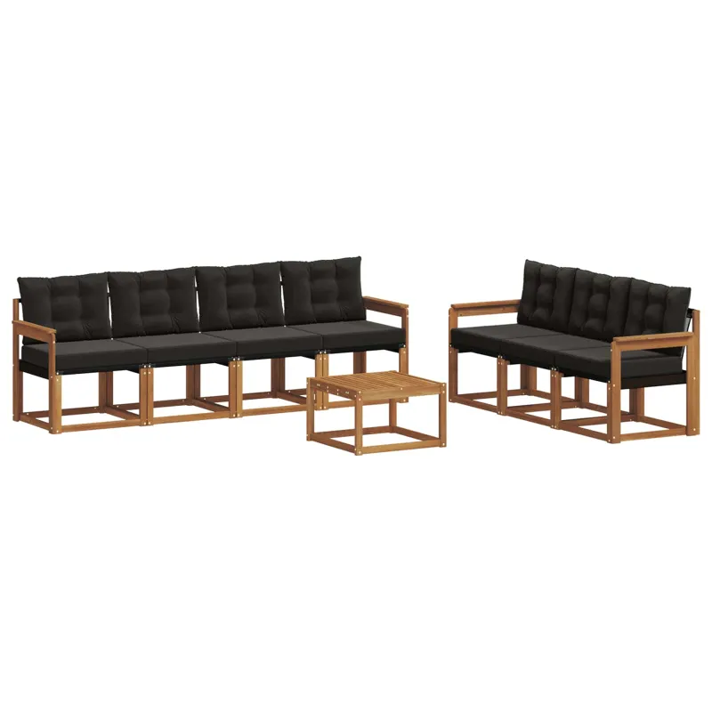 Lauko sofos komplektas su pagalve 8 pcs Natūrali ir juoda