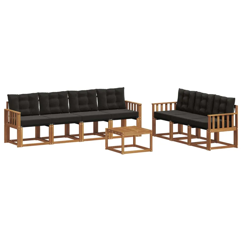 Lauko sofos komplektas su pagalve 8 pcs Natūrali ir juoda
