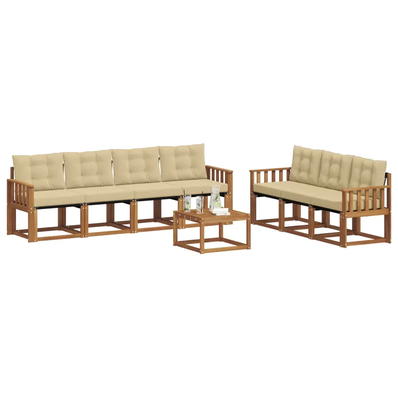 Lauko sofos komplektas su pagalve 8 pcs Natūralus ir bežinis