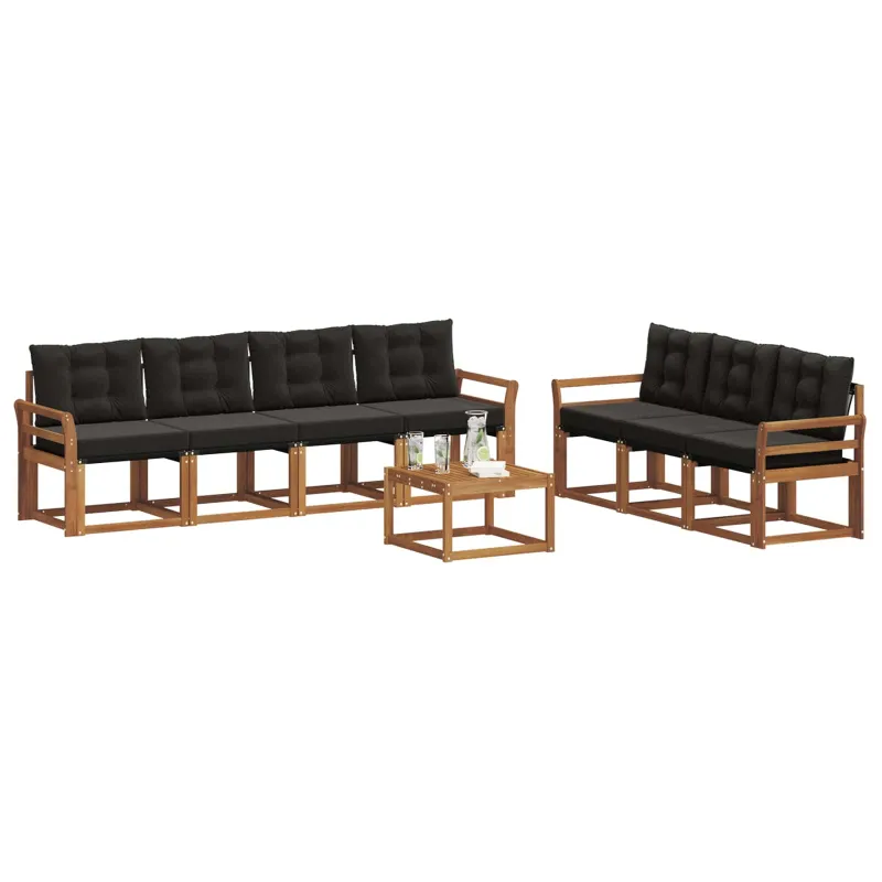 Lauko sofos komplektas su pagalve 8 pcs Natūrali ir juoda