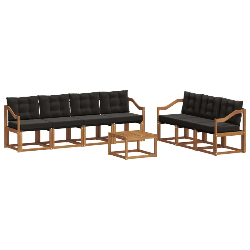 Lauko sofos komplektas su pagalve 8 pcs Natūrali ir juoda