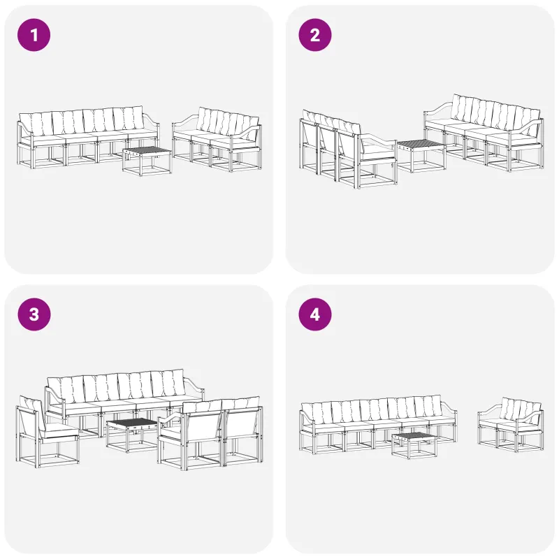 Lauko sofos komplektas su pagalve 8 pcs Natūralus ir bežinis